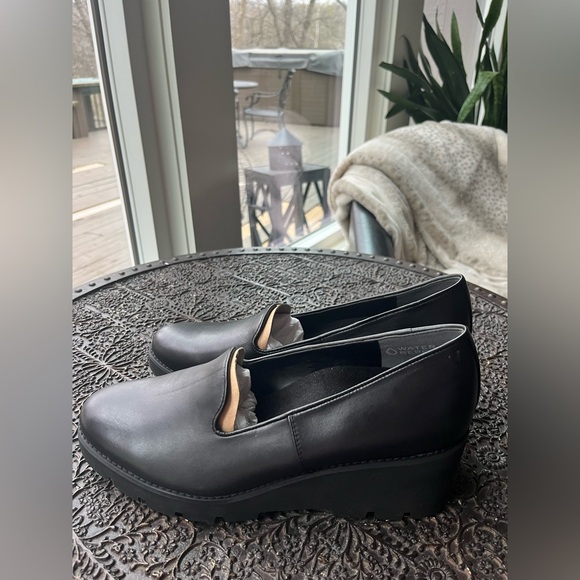 NEW VIONIC WILLA WEDGE SHOES IN BLACK LEATHER 11 - Picture 6 of 10